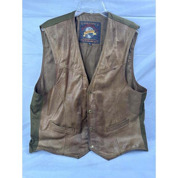 Wilsons Adventure Bound Leather Waistcoat Motorcycle Biker Vest Xl Button Up - Picture 1 of 5